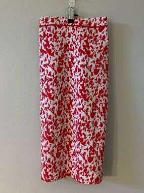 Halogen Red and White Printed Pencil Skirt